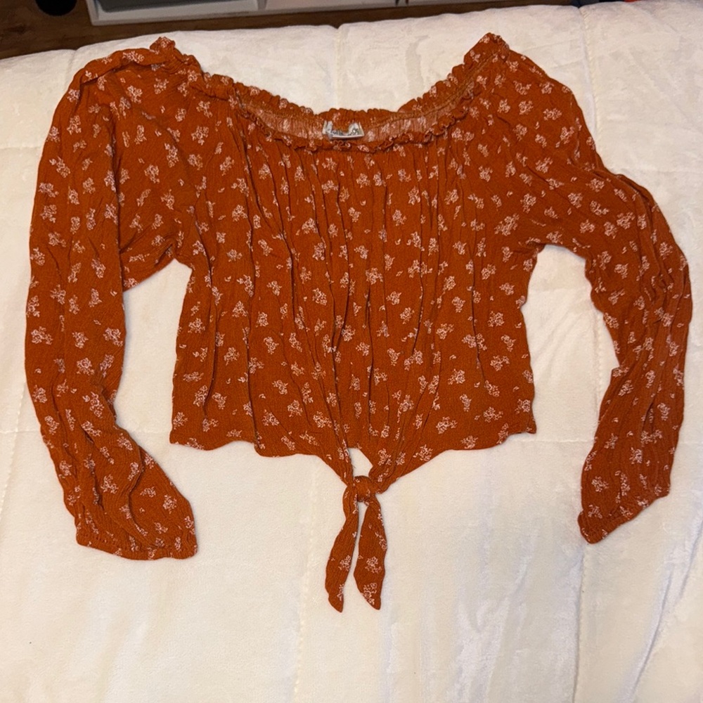 Women's Floral Off-Shoulder Top - Rust